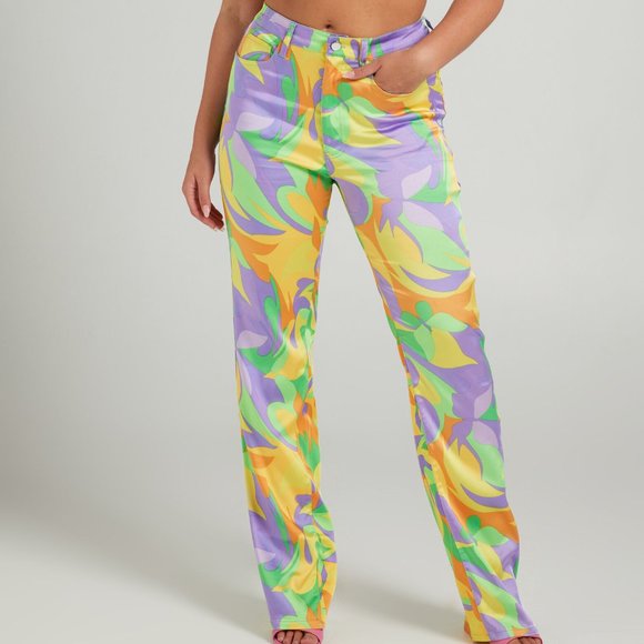 We Wore What Pants - DANIELLE BERNSTEIN - SAVED BY THE BELL ANKLE FLARE PANTS IN MULTI